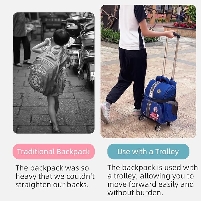 Backpack Trolley Wheeled Cart-Backpack Hand Truck with Luggage Strap,Aluminium Alloy Folding Trolley Cart for Bags Backpack Travel Luggage Cart