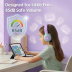 ADOOPE Wired Kids Headphones with USB C Plug, 85dB Safe Volume, Adjustable Headband, Tangle-Free Cord Headphones for School, Tablet, Travel (Lavender & Mint Green, Without Microphone)
