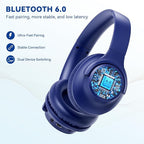 KVIDIO Bluetooth Headphones Over Ear, 65 Hours Playtime Wireless Headphones with Microphone, Foldable Lightweight Headset with Deep Bass, HiFi Stereo Sound Low Latency for Travel Work Cellphone