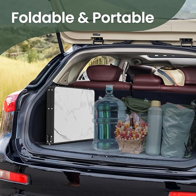 Titanker Folding Camping Table 3ft, Folding Picnic Table, Large Camp Table Portable with Extra Side Racks & Storage Net, Outdoor Patio Table, RV/Car Camping Essentials, Aluminum Light & Solid