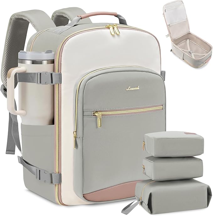 LOVEVOOK 50L Travel Backpack for Women & Men, Airline Approved Carry On Luggage with 3 Packing Cubes, TSA Overnight Bags, Waterproof Personal Item Bag, Weekender Essentials Backpacks fits 17" Laptop