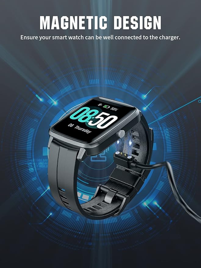 TiMOVO Smart Watch Charger Compatible with YAMAY VeryFitPro SW021,SW01,Willful SW023,SW025, Magnetic USB Charging Cable for Letsfit ID205L,Letscom ID205S,ID216,Umidigi Uwatch 3,Uwatch GT, Black