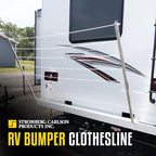 Stromberg Carlson CL-100 Bumper Mounted Clothesline - 48" aluminum foldable travel drying rack for RV Bumper, camper, and outdoor use; 84" hanging space, ideal RV clothesline and camping laundry rack.