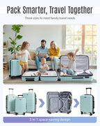 LIGHT FLIGHT Luggage Sets, 3 Piece Durable Suitcase Set with Spinner Wheels, 3 Pcs Hardside Lightweight luggage with TSA Lock, Large Checked Travel Suitcases, 20/24/28 Inch,Mint Green
