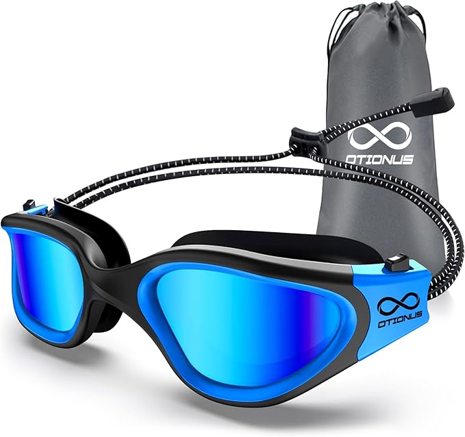 Swim Goggles, Polarized Adult Swimming Goggles Bungee Strap No Hair Pulling Anti-fog Pool Goggles for Men Women
