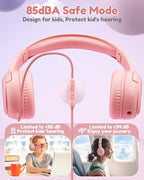 awatrue USB-C Kids Headphones with Mic - 85/94dB Volume Limiter, Foldable Wired Toddler Headphones for Boys & Girls, Over-Ear Type-C Kid Headphones for School, Travel, lPad, Tablet & Smartphones