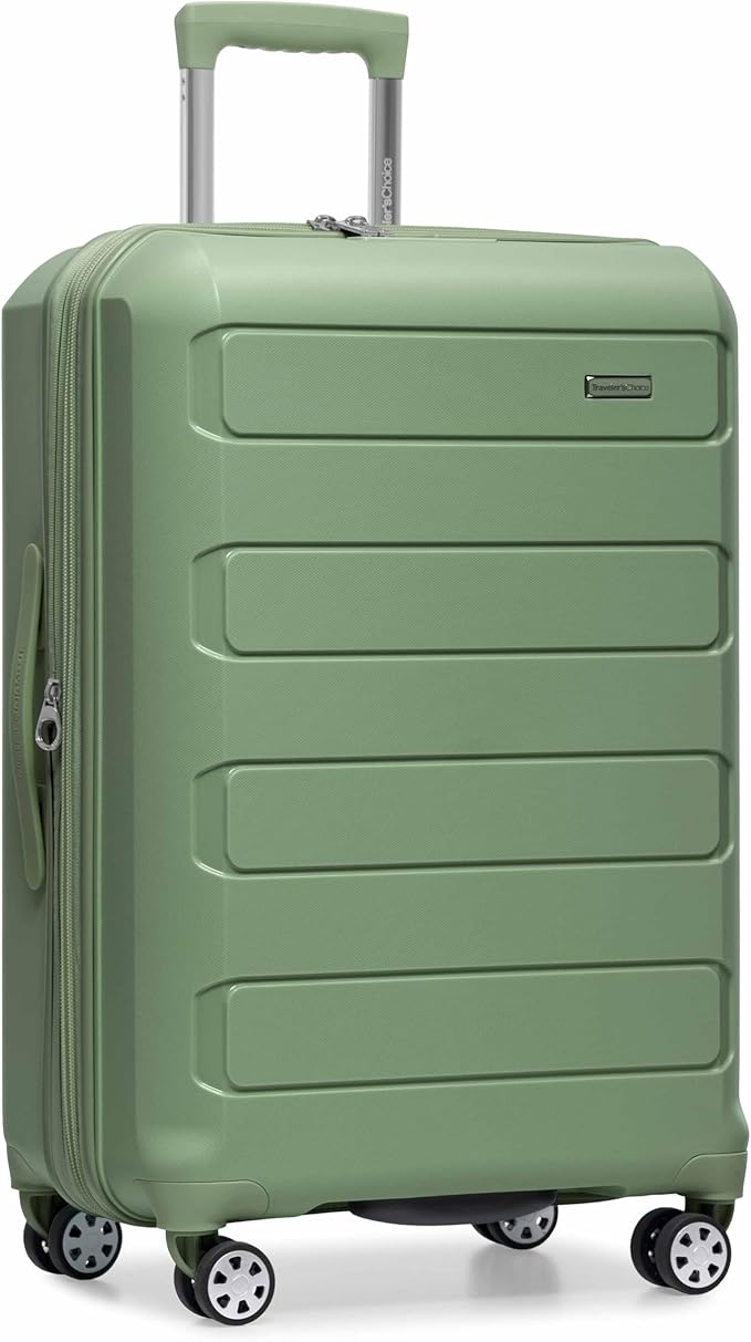 Traveler's Choice Pagosa Hardshell Expandable Luggage with Spinner Wheels, Green, 30-Inch Large