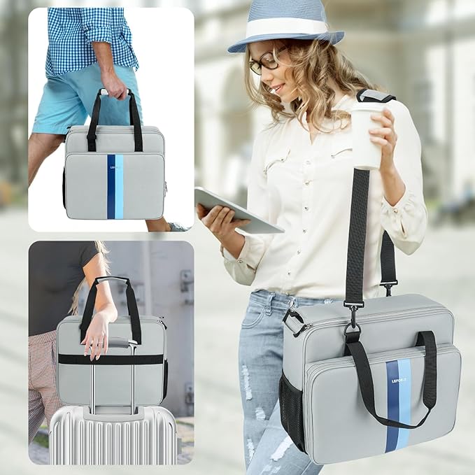 LEFOR·Z Coffee Maker Travel Bag Compatible with Keurig K-Slim/K-Express/K-Iced/Ninja PB051/PB041ST,Single Serve Coffee Brewer Carrying Case with Multiple Pockets for K-Cup Pods,Grey(Bag Only)