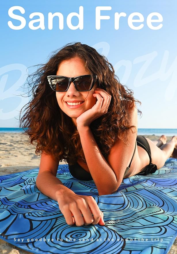Thin Lightweight Microfiber Beach Towel Sand Free Quick Dry Absorbent Compact Towels for Swimming Pool Camping Beach Accessories Large Easy Pack Travel Things for Vacation Essentials Adult Gift