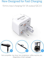BESTEK Australia New Zealand Travel Plug Adapter, Grounded Universal Type I Plug Adapter AU to US Adapter, Compact for Australia, New Zealand and More