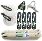 EVERLAST Clothesline Kit with Pulleys, Separators & Line Tightener (200 Feet Clothes Line Included) | Complete Laundry Line System for Hanging & Drying Clothes | Made in USA | Model #200