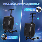 smilesun Scooter Suitcase for Kids & Adults, Foldable Carry On Travel Luggage, Hardside Ride on Scooter Suitcase with Spinner Wheels, Black