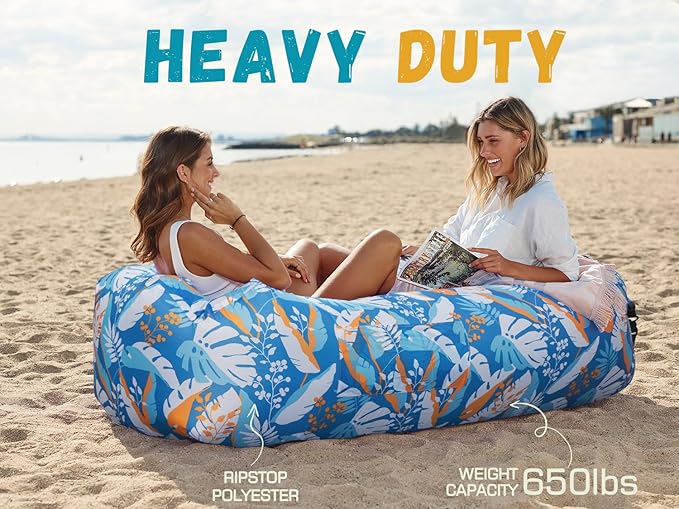 WEKAPO Inflatable Couch Air Lounger Chair - Camping & Beach Accessories, Portable Blow up Sofa for Hiking, Lawn, Indoor/Outdoor Movies & Music Festivals. Lightweight and Easy to Set Up Air Hammock