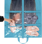 KEEGH CLear Garment Bags for Dance Costumes 40 inch Dance Garment Bags for Dancers Hanging Clothes for Closet Storage, with 4 Zipper Pockets for Dance Competitions, Ballet, Theatre, 2 Pack, Blue
