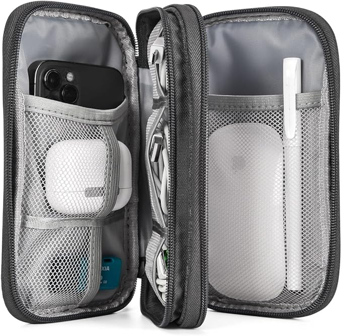 CAAORDKSO Cord Organizer Travel, Electronic Organizer Travel Case, Cable Organizer Bag Tech Pouch Accessories Case, Travel Essentials for Cable, Charger, Phone, Power Bank, Earphone (Dark Gray, Large)