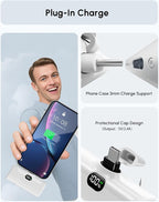 USB C Portable Phone Charger for iPhone 17 Pro Max, Mini Power Bank 5000mah with Digital Display & Duarable Kickstand for Type c Phones, Slim Backup Charger Battery for Samsung/Google-White