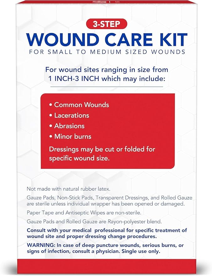 All Health Wound Care Kit & First Aid Supplies, 40 Piece | for Small to Medium Sized Wounds, Professional Use for Car, Home, Camping, Hiking and More