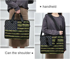 American Flag with Camouflage Grunge Laptop Bag Case 13 14 15.6 inch Laptop Messenger Bag Crossbody Briefcase for Men Women with Shoulder Strap Handle