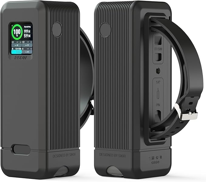 Silicone Case for Anker Prime Power Bank 27,650mAh 250W 1/4-inch nut Hole, TF/SIM Card Storage Reserved Compatible with Anker 250W Prime Power Bank Protective Cover Dustproof Soft with Handle(Black)