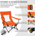 Joyfair Beach Camping Chair (2 Pack), Outdoor Folding Lawn Chair for Adults, Heavy Duty Portable Chair with Armrest for Outside Fishing, Sport, Patio, Cup Holder & Storage Pocket, Carry Bag (Orange)