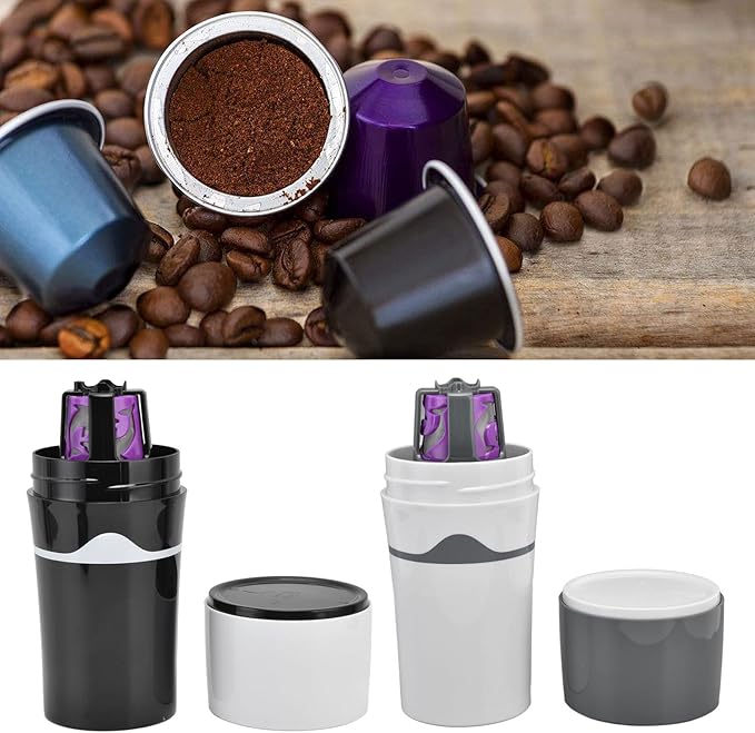 Portable Drip Coffee Maker Travelling Drip Coffee Machine K Cup Coffee Machine Capsules Drip Coffee Machine Portable Coffee Maker for Travel Camping(Black and white)