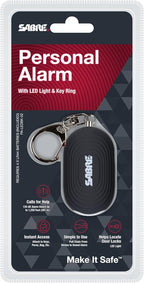 SABRE 2-in-1 Personal Alarm with LED Light, 130dB Personal Safety Siren, Snap Hook for Instant Access, 1,250 Foot (381 Meters) Range, Compact Design for Easy Attachment to Purse, Bag, or Keys