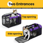 Conlun Cat Carrier Bag,Soft-Sided Pet Carriers for Dogs with 4-Sided Mesh,Airline Approved Cat Transport Carrier for Small&Medium Cats Kitten Puppy Up to 15LB,Collapsible Cat Travel Carrier-M,Purple