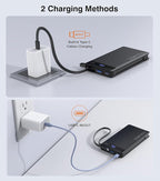 Power Bank with 2 Built-in Cables 10000mAh, 22.5W PD Slim Portable Charger USB C Battery Pack, Travel Essentials Fast Charging Powerbank Compatible with iPhone 17 16 15 Plus Pro Samsung iPad (1 Pack)