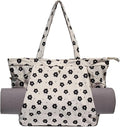 ESVAN Corduroy Yoga Tote Bag Gifts for Women Drawstring Yoga Mat Bag for Office Workout Travel Carryall Pilates Gym