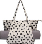 ESVAN Corduroy Yoga Tote Bag Gifts for Women Drawstring Yoga Mat Bag for Office Workout Travel Carryall Pilates Gym