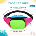 80s Neon Fanny Pack 2 Pockets 90s Belt Bags for Women Men Waist Retro Packs for Holiday Festival, 80s Theme Halloween Party, Vintage Rave Accessories Plus Size Belt Bag, Pink Bottom