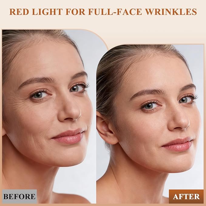 LED Light Therapy Mask for Face and Neck, Cordless & Rechargeable, Infrared,Red & Blue Light for Wrinkles and Acne Care, Full Coverage Skincare Device