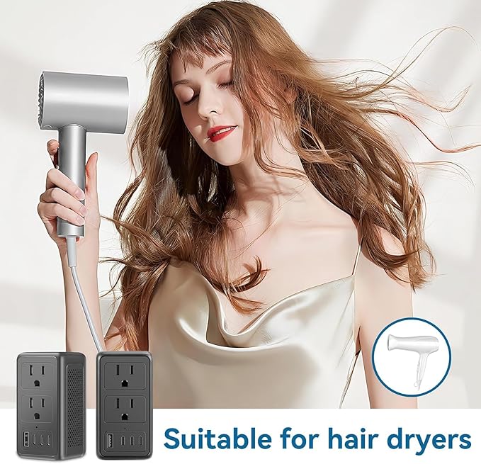 Upgraded 2000W 220V to 110V Voltage Converter US to Europe, Power Converter Adapter Combo for Hair Dryer, Power Converter European Travel Converter with 1 USB A 3 Type C for 160 Countries