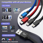 IDISON Travel 4 in 1 Multi Charging Cable with Dual IP/Type C/Micro USB, 2Packs 5FT Car Accessories iPhone Charger Cord for Multiple Devices, Universal USB Cable for iPhone17-8/iPads/Tablets and More