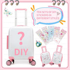 Kids Luggage Sets 2 Piece Pink Rolling Suitcases for Girls with Wheel Shardshell 16" Travel Suitcase with 10 Sheets Gem Stickers