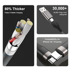 2FT Nylon Braided for Apple Watch Charger 3 in 2 - USB C/Lightning/Micro Fast Charging Cable, Compatible with iWatch Ultra/SE/9-1 & iPhone 15/14/13, Galaxy S23 (Durable Tangle-Free)
