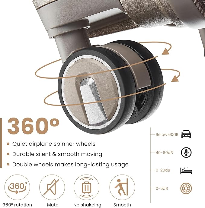 4 Piece Luggage Set, Hardside Expandable Lightweight Suitcase with 360° Mute Spinner Wheels Luggage Sets, TSA Lock, 14/20/24/28 Inch Travel Luggage for Men, Women and Girls (Champagne 3)
