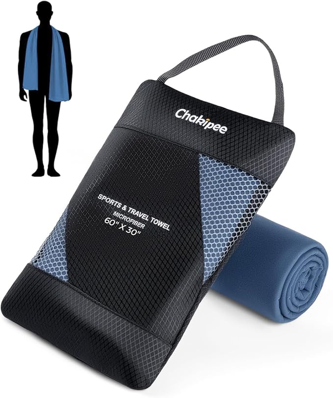 Quick Dry Microfiber Towel Travel, Beach & Camping Towels. Fast Drying, Super Absorbent & Ultra Compact for Travel, Bath, Gym, Swimming, 1 Pack, 60''x30'' Navy Blue