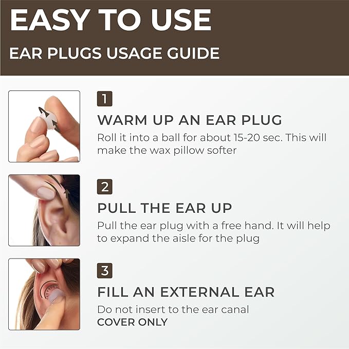 Peace&Quiet PQ Sleeping Ear Plugs Silicone - 30 Wax Moldable EarPlugs for Sleeping Noise Cancelling for Swimming, Sound Blocking Level 32 Db, (30 Silicone Earplugs), Color: Skin Tone