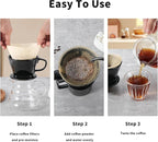 Mongdio Pour Over Coffee Maker, Ceramic Pour Over Dripper, Coffee Pour Over with 3 Holes Flat Bottom, Coffee Accessories for Home, Size 02 Black