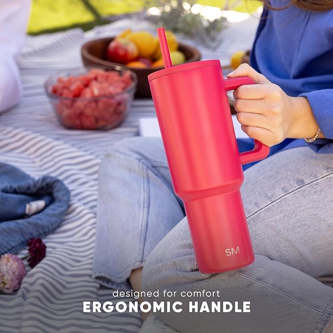 Simple Modern Easter 40 oz Trek Tumbler with Handle and Straw Lid | Cup Holder Friendly Insulated Stainless Steel Travel Mug | Easter Bunnies