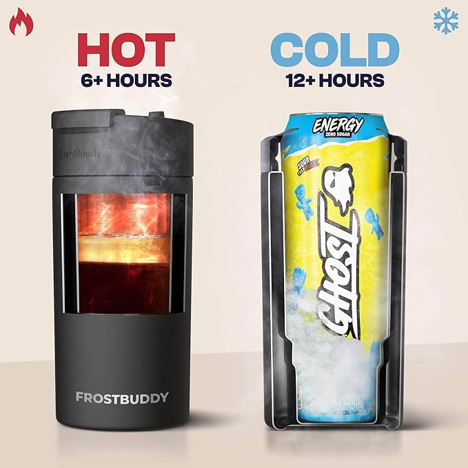 Frost Buddy Universal Can Cooler - Fits all - Stainless Steel Can Cooler for 12 oz & 16 oz Regular or Slim Cans & Bottles - Stainless Steel (Splash)