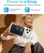 MOMAX Magnetic Power Bank 5000mAh, Ultra Slim 0.3Inch, 20W Fast Charging, Wireless Portable Charger for iPhone 17/16/15/14/13/12 Series, Magsafe Compatible(Black)