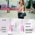 Personal Safety Alarm - 3-Pack - Rechargeable - Strobe LED Flashlight - SOS Emergency Loud Alarm - Self-Defense Keychain - for Women, Students, Kids, and Seniors (White, Pink, and Black