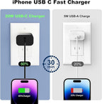 iPhone Charger Fast Charging,20W PD USB C Wall Charger 4 Pack with 6FT Fast Charging Cable - Fast Charger for iPhone 14/14 Pro Max/13/13 Pro/12/12 Pro/11/11 Pro/XS, iPad（Black）