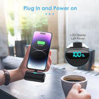 [2 Pack] Small Portable Charger for iPhone,Upgraded 5000mAh PD Fast Charging Power Bank, LCD Display Cute Mini Battery Pack Compatible with iPhone 14/14 Pro Max/13/13 Pro/12 Pro/11/XR/X/8,Black+Purple