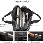 Augus Leather Messenger Bag for Men Vintage Travel Backpack 17 inch laptop Briefcase Shoulder Bags