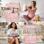 Letter Weekender Bags for Womens - Duffle Bag with Shoe Compartment Personalized Overnight Bag with Toiletry Bag Duffel Bags for Gym Hospital Bags Gift for Women Pink (Letter L)