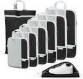 Percover Compression Packing Cubes 8-Piece Set, Packing Cubes Compression for Travel with Laundry Bag & Shoe Bag, Travel Organizer for Carry On & Checked Luggage, Black