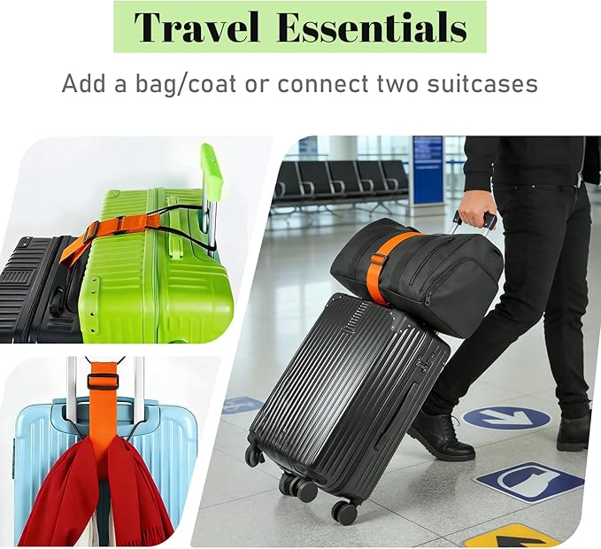 Multi Use Strong Adjustable Luggage Connector Straps for Suitcases,2 Pack Flexible Luggage Accessories Elastic Fastening Bag Strap